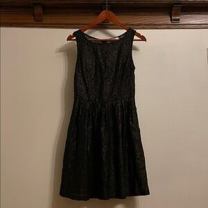 Little Black Dress - lined black lace with gold threads